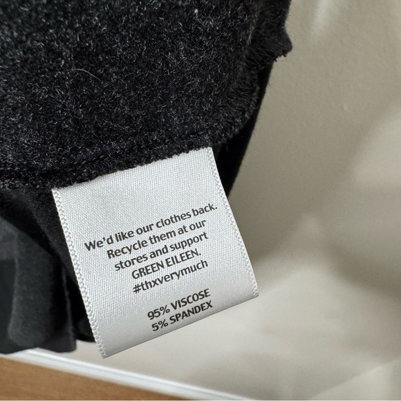 Eileen Fisher Black & Gray Color Block Long Sleeve Stretch Jersey Midi Dress‎ L - Picture 6 of 11